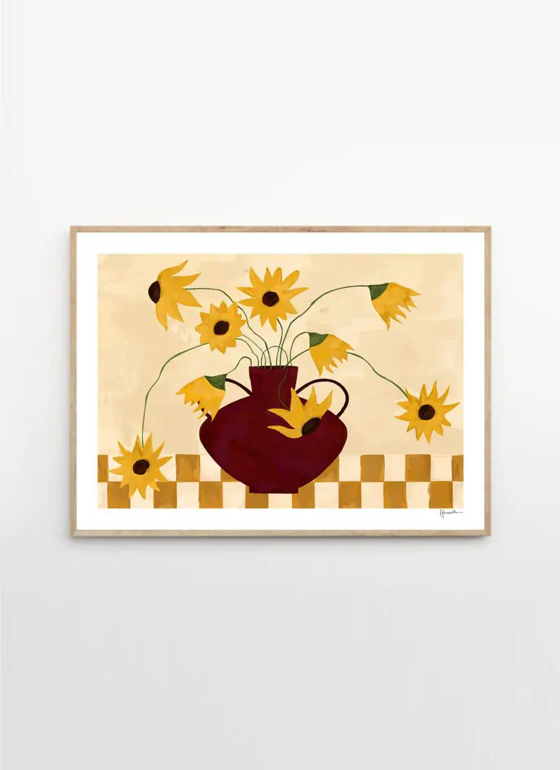 Sunflowers in Burgundy Vase